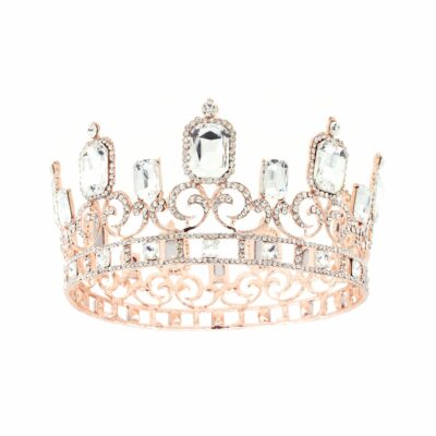 FashionFantasia Wholesale Head Pieces TiaraandCrown Crown TR330159 HP00060 RoseGold Clear