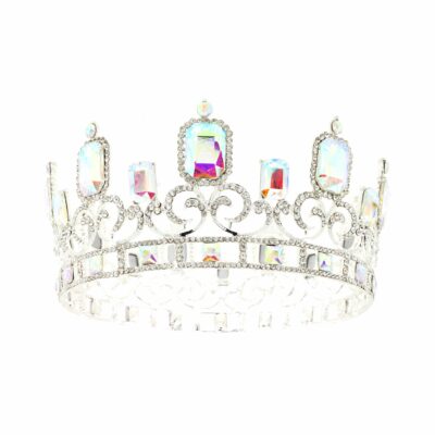 FashionFantasia Wholesale Head Pieces TiaraandCrown Crown TR330159 HP00060 Silver AB Rainbow